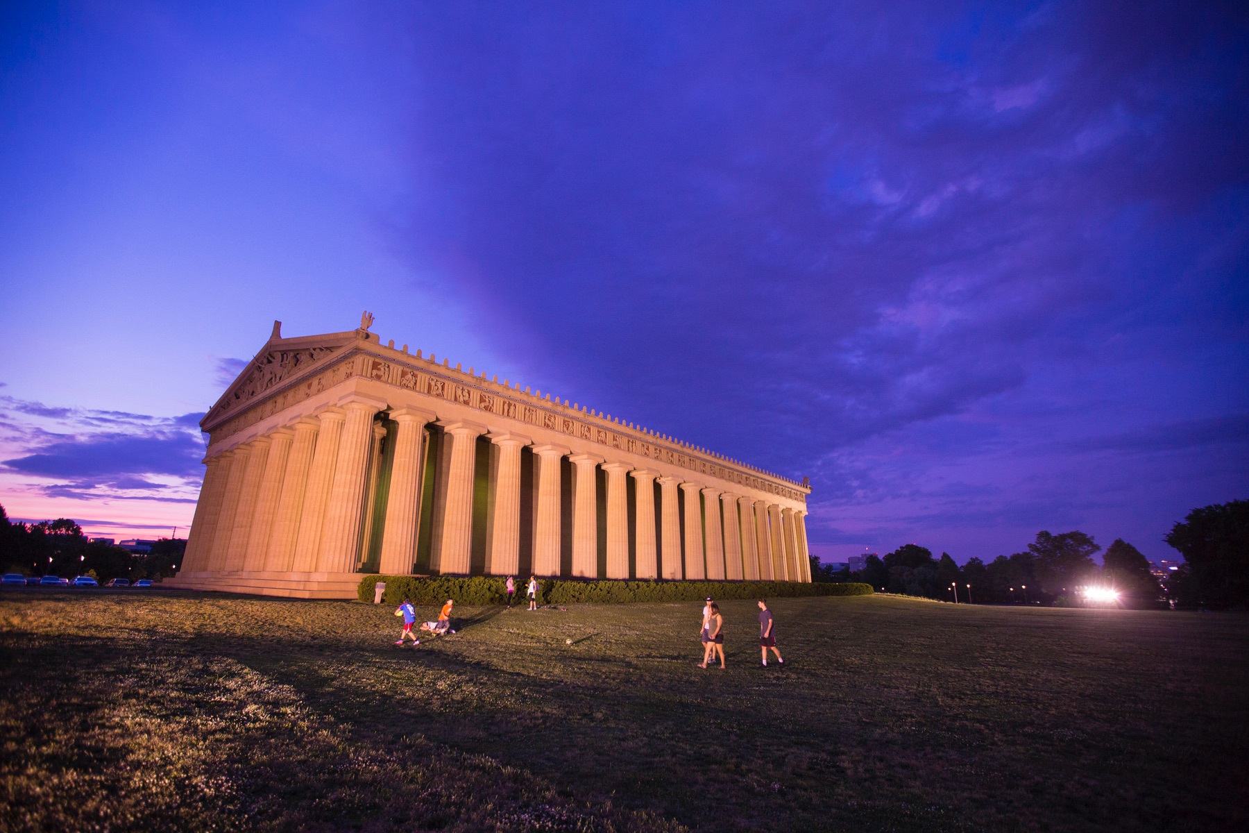 Parthonon building at night