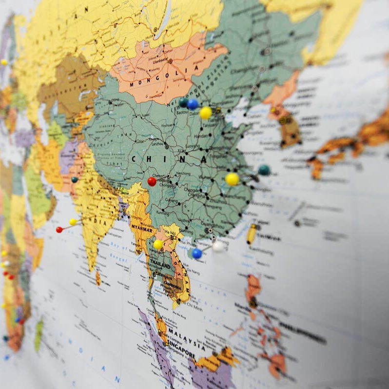 Map of globe